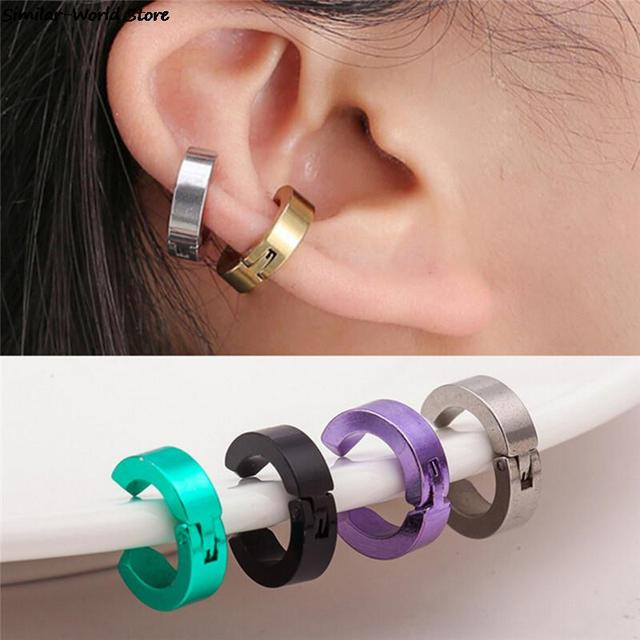 Man Ear Clip Without Pierced Ears  Titanium Steel Jewelry Ear Clip - 1 Man  Steel - Aliexpress